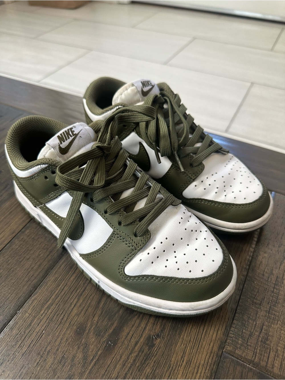 Nike Dunk Low – White & Olive Green